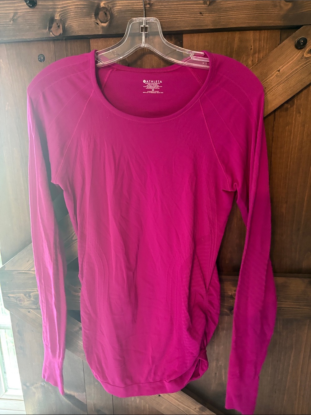 Athleta Magenta Long Sleeve Crew Performance Top